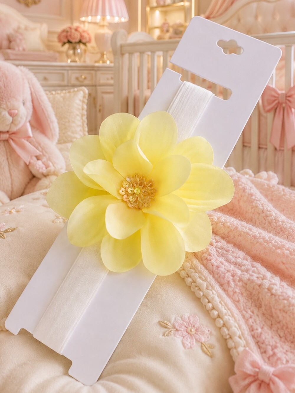 Shimmy Shimmy NWT Yellow Sequin Flower Baby Toddler Stretch Headband USA